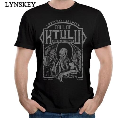 Call Of Cthulhu T Shirt Octopus Beer T-shirt Men Summer Clothes Monster Tees Black Tops Vintage Tshirt Cotton Streetwear