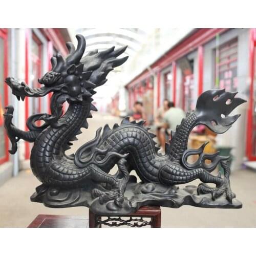 China Bronze Copper Feng Shui Wealth Dragon Zodiac Animal Dragon Statue BN5425
