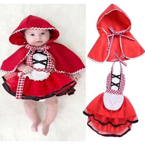 0-24M Newborn Toddler Baby Girl Red Riding Hood With Wolf Costume Tutu Skirt Newborn Photo Props Costume+Cape Cloak Baby Outfit