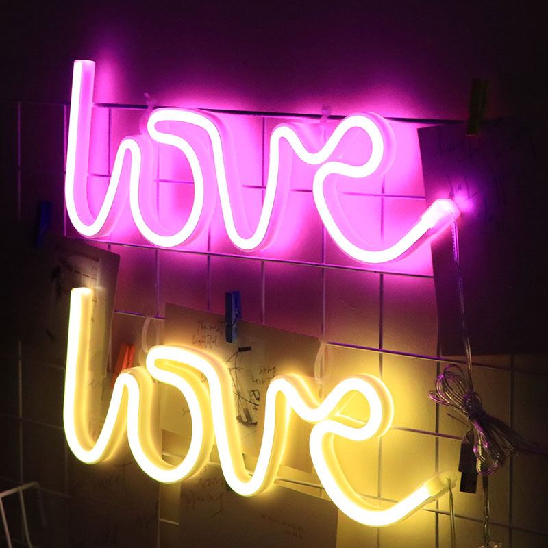 LOVE LED Neon Light Sign for Room Wedding Party Bar Decoration Neon Lamp Valentines Day Bedroom Home Decor Night Lamp Gift