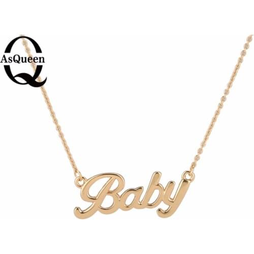Tiny Gold Necklace Gold Letter" Baby "Pendant Necklaces For Women Girls Lovers Best Birthday Gift