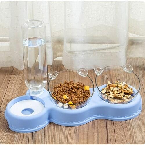 Pet Cat Bowl Automatic Water Dispenser Cat Double Bowl Feeder Food Dish Drinking Raised Stand For Small Medium Large Dogs Cats