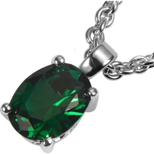 Created Emerald 925 Sterling Silver Fashion Pendant PPP03