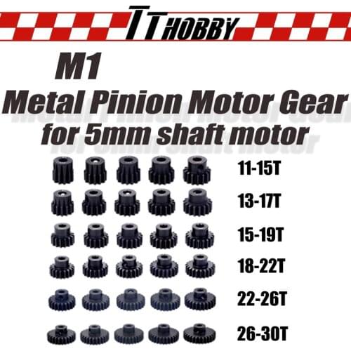 TTHOBBY Rc Motor Gear 5PCS M1 Metal Pinion Motor Gear 11T 12T 13T 15T 17T 19T 20T 21T 23T 25T 27T 29T 30T for 1/8 RC Car Motor