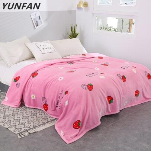 Strawberry blankets quilts twin full queen king adult blankets soft Throw Flannel fruit blankets on Bed/car/sofa pink kids rugs