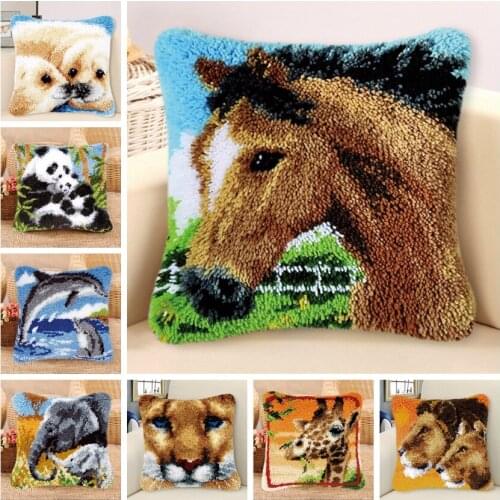 Latch Hook Kits Diy Smyrna Do It Yourself European And American Style Animal Lovely Gift Pillow Embroidery Cross Pillows