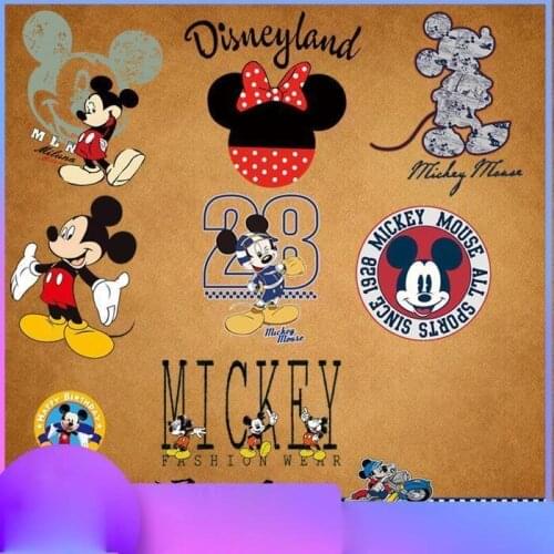 Disney Mickey Mouse Patches Cloth Paste Accessories Patches for Clothing Iron on Transfer Stick-On Eco-Friendly Appliqued