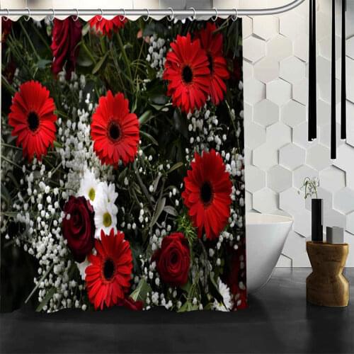 New Custom Flowers Chrysanthemums Shower Curtain Bath Curtain Waterproof Fabric Bathroom Curtain A2020.5.26
