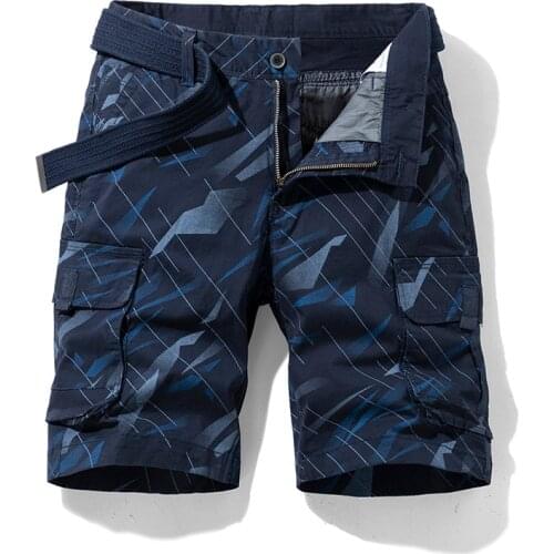 New Arrival Mens Quality Baggy Multi Pocket Military Cargo Shorts Male Cotton Short Overall Pants Print Fashion Pattern 28151