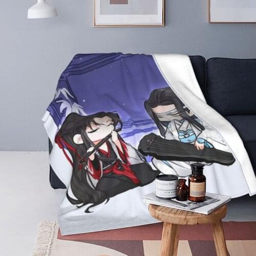 Mo Dao Zu Shi Blanket Flannel Spring/Autumn Wei Wuxian Multi-function Lightweight Thin Throw Blanket for Sofa Office Quilt