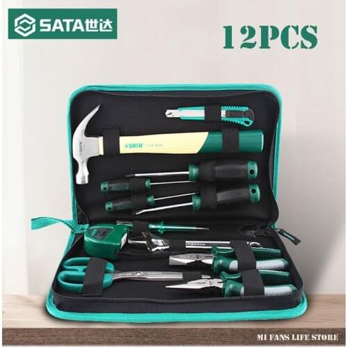 From Xiaomi Youpin SATA Household tool set 12pcs Manual Hardware tool box Household Maintenance plumber Tool kits