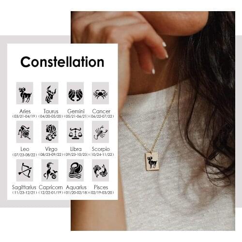 Visunion Personality Constellations Custom Necklace Female Birthday Constellations Stainless Steel Necklace Dropshipping New