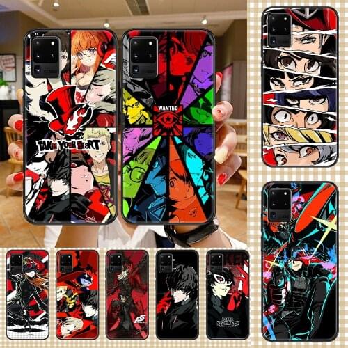 Persona 5 Anime Phone case For Samsung Galaxy Note 4 8 9 10 20 S8 S9 S10 S10E S20 Plus UITRA Ultra black tpu hoesjes trend back