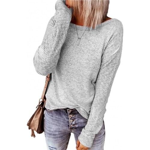 Sexy Women Backless Back Knot Blouse Knitwear Pullover Solid Color Long Sleeve Womens Top Fashion Female Clothing 2021 New