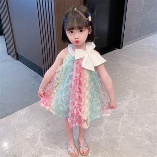 Girls Dress Embroidery Flowers Butterfly Sling Dress Princess Dress Flower Girl Dresses for Weddings Party Dresses for Girls