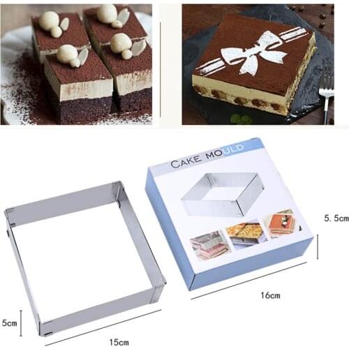 Mousse Ring Adjustable And Retractable 6\"-11\" Mousse Ring Square Mold Stainless Steel Frame Film Cake Mold