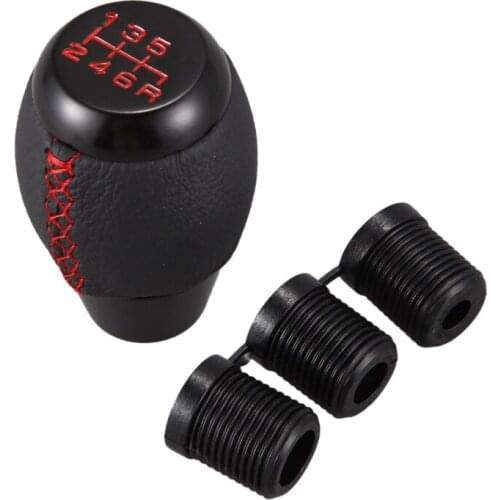 6 Speed Manual Red Stitching Black Leather Gear Shift Knob for Honda Civic EP3 EJ FD FA SI