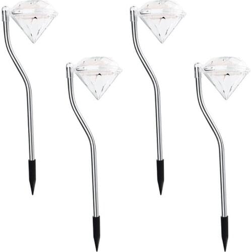 Solar Garden Light Outdoor Waterproof Stake Diamond Solar Powered Landscape Lamp LED Bulb Lawn Lamp Home Pathway Night Lights