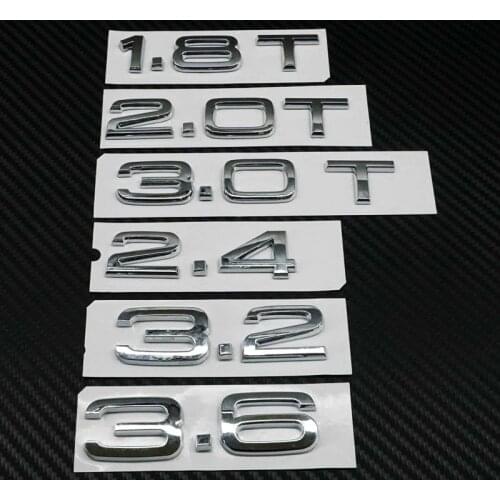 Silver ABS 1.8 2.0 2.4 2.8 3.0 3.2 3.6 4.2 emblem car rear sticker for Audi SLINE A1 A3 A4 A5 A6 A7 Q3 Q5 Q7 TT RS
