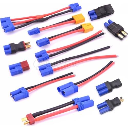 EC3 EC5 T Deans Plug XT60 TRX Connector Converter Adapter Lipo Battery Adaptor 14AWG / 12AWG for RC Quadcopter Parts