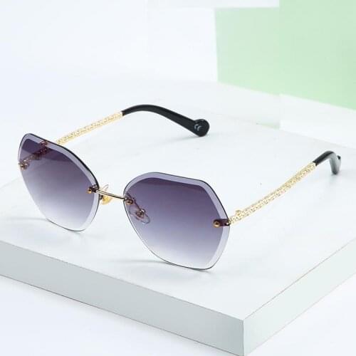 DENISA 2019 New Irregular Lens Sunglasses Women Unique Glasses Legs Gradient Rimless Sunglasses Eyewear Accessories G99804