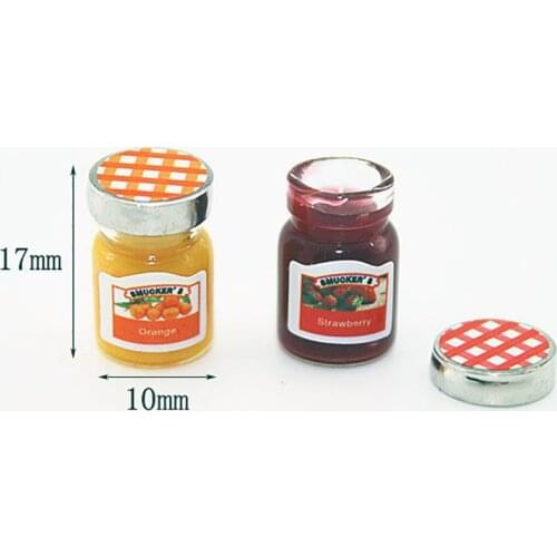1/12 Scale Dollhouse miniature 2 Bottles jam Mini Doll Food pretend play kitchen doll food Toys