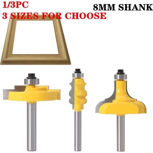 1-3pcs 8mm Shank Picture Frame Line Router Bit C3 Carbide Classical Milling Cutter for Wood Woodworking Tenon Cutters