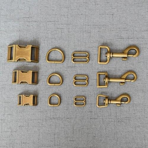 100 Sets 15mm/20mm/25mm Bromz Metal Hardware D Ring Belt Straps Slider Side Release Buckle Spring Hook DIYDog Collar Accessories