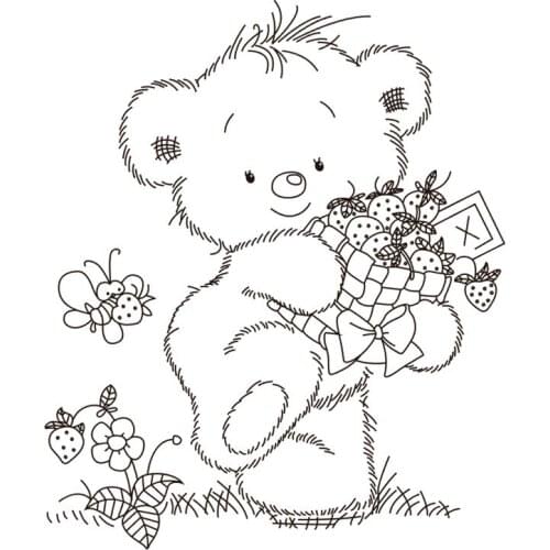 10x10 Bear gift New Transparent Clear Rubber Stamp Sheet Cling Scrapbooking Photo Album PaperCard DIY Craft