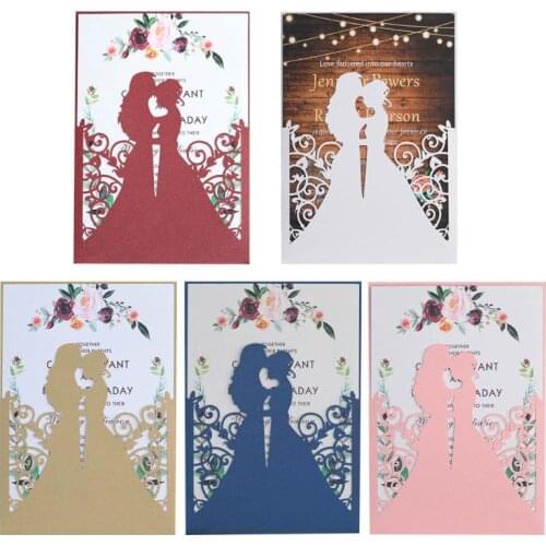 20pcs/set Bride Groom Wedding Invitations Greeting Card Invite Envelopes Party