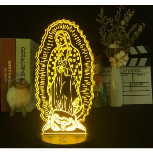 3D Night Light Virgin Mary Decor Color Changing for Bedroom Decor Birthday Gift Manga Lovely Present Figurine Led Light Kid Gift