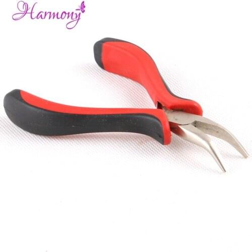 5pcs/lot Black red color Bend head without teeth Hair Extension Pliers Tools For Micro ring Hair Extensions hair pliers