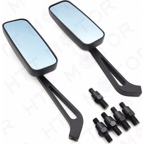 Aftermarket free shipping motorcycle pars BLACK MOTORCYCLE REARVIEW MIRRORS FOR HONDA SUZUKI CHOPPER BOBBER CRUISER 8-10MM