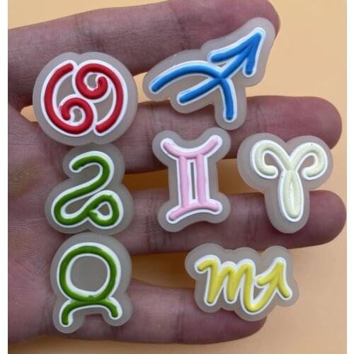 Freeshipping 1Pcs Luminous Twelve Constellations PVC Shoe Charms Slipper Accessories Fit Croc Jibz Kids X-Mas 8P-6L-2