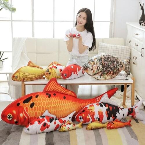 60-140CM big Toy Cyprinus Carpio Fish Koi Carp Plush Toy Lifelike Stuffed Aquatic Fishes Plushie Pets Dogs Cats Plush Toy Pillow