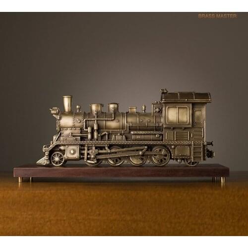 58CM Large 2021 Global Limited Edition TOP Handmade 19C Retro Steam locomotive train Model brass Sculpture home office Ornament