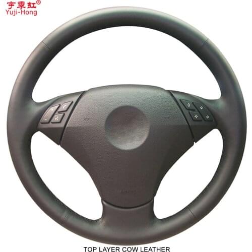 Yuji-Hong Top Layer Genuine Cow Leather Car Steering Wheel Covers Case for BMW 5-class E60 520 523 525 530 535 545 Hand-stitched