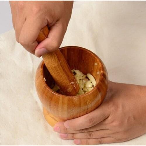 Garlic Grinder Natural Solid Wood Bowl Environmental Kitchen Utensil