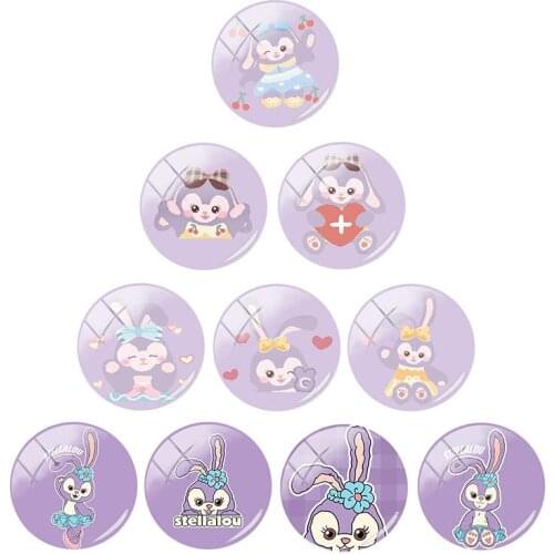 Disney Duffy Family 12mm/15mm/16mm/18mm/20mm Cabochon Dome Flat Back Purple Bunny Xingdelu Photo Glass Ornament