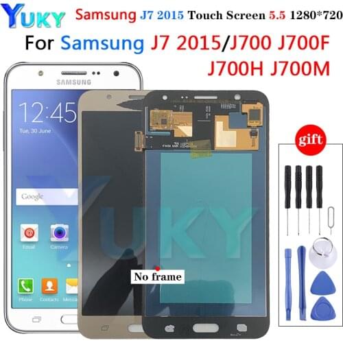 For Samsung Super oled J700 Lcd Display Voor Samsung Galaxy J7 2015 J700F J700H J700M Lcd Touch Screen Digitizer Vergadering LCD