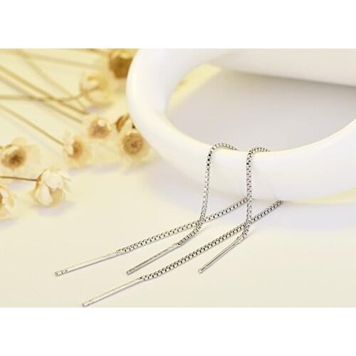 Double Line Simple Bar Long Tassel Chain Drop Dangle Earrings Exquisite Gold Color Fashion Jewelry Earring For Women Party Gift