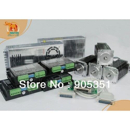 EU Ship ! Wantai 4 Axis Nema 23 Stepper Motor Dual Shaft WT57STH115-4204B 428oz-in+Driver DQ542MA 4.2A CNC Router Plasma