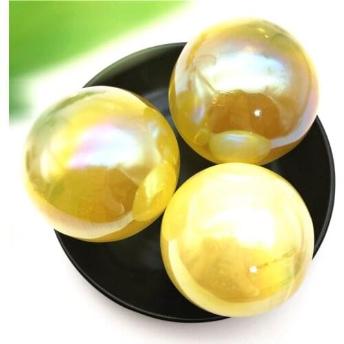 Drop shipping 1PC Natural Colorful White Selenite Ball Electroplated Aura Yellow Gypsum Crystal Sphere Ball Stones and Crystals