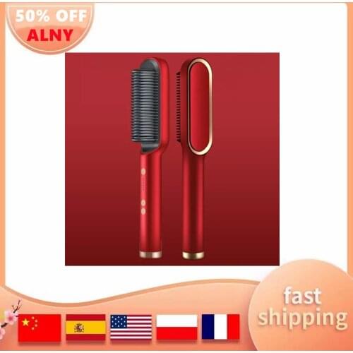 Electric Professional Hair Straightener Brush Heated Comb Straightening Combs Men Beard Hair Straight & Curly Styling Tool