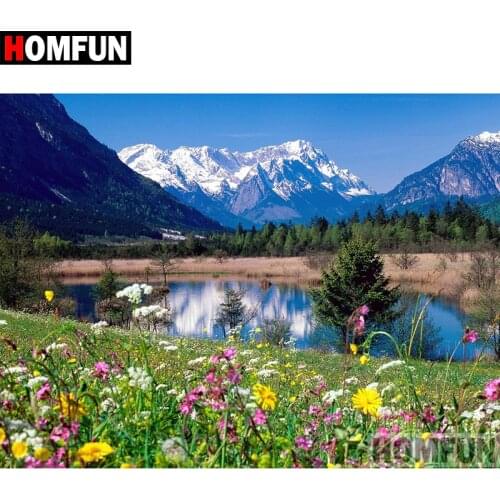 HOMFUN Art 5D Diy Diamond Painting "Lake scenery" Diamond Pictures Cross Stitch 3D Rhinestone Embroidery Decor A07960