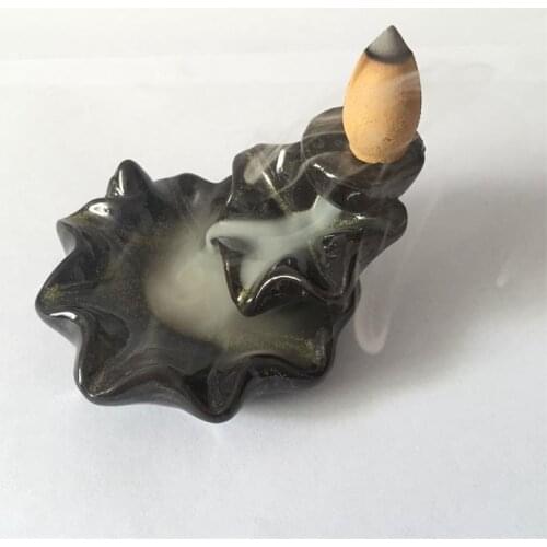 Creative Ceramic Incense Base Smoke Backflow Incense Burner Lotus Petals Censer Tower Incense Burners Lotus Cone Incense Holder