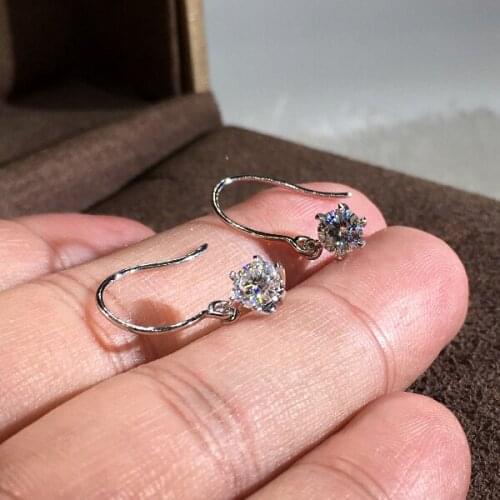 Round Zircon Stone Dangle Earrings Classic Female White Crystal Drop Earrings Charm Gold Silver Color Wedding Earrings For Women