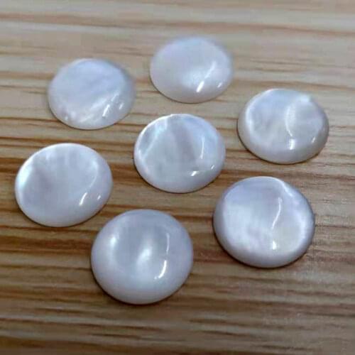 Round Dome MOP White Shell Cabochons Stone Flat Back Natural Shell Cabochon CABs Wholesale 4mm 6mm 8mm 10mm 12mm Cabochons