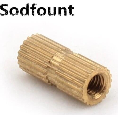 100pcs/lot Brass Knurl Nuts M8*(L)-10mm(OD) Metric Threaded Double pass knurled nuts Injection molded copper nuts