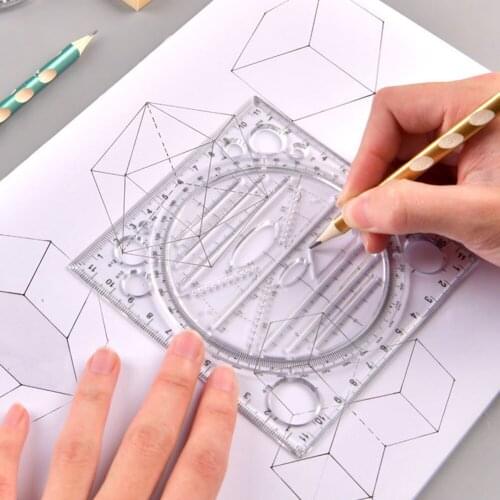 Multifunctional Rotatable Drawing Rulers Students Stereo Geometry Template Ellipse Circle Art Design Drafting Measuring Tool Set